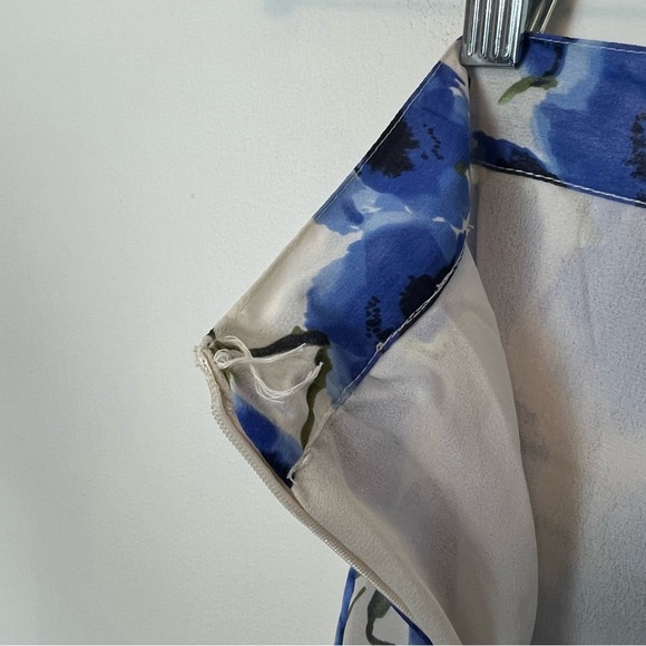 VTG Jaclyn Smith Blue White Floral Two Piece Set Sheer Top Midi Skirt sz Large - Picture 13 of 13